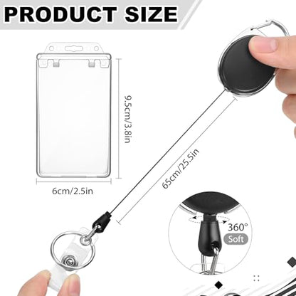 2 Pack Retractable Badge Reel with Permanent Locking Id Holder, Black - style: 2 Set Permanent Locking