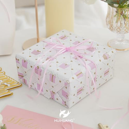 HUIHUANG Pink Thin Double-Sided Satin Ribbon 1/8 inch Continous 100 Yards - color: Light Pink, size: 1/8 inch