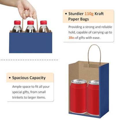BagDream Small Gift Bags with Handles 5.25x3x8 Inch Navy Blue 25 Pack - color: Navy Blue, size: 1 Count (Pack of 25)