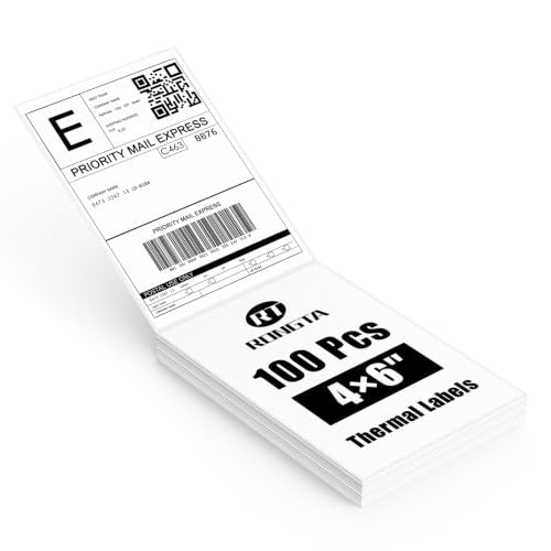 RONGTA 4x6 Fanfold Thermal Shipping Labels, White (1 Stack | 100 Labels) - size: 1 stack | 100 labels