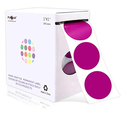 PARLAIM 1 Inch Round Permanent Adhesive Color-Code Dot Stickers,1000 per Roll dots Label Dispenser Box,Purple Circle Stickers Label - color: Purple, size: 1 Roll-1000 Pack