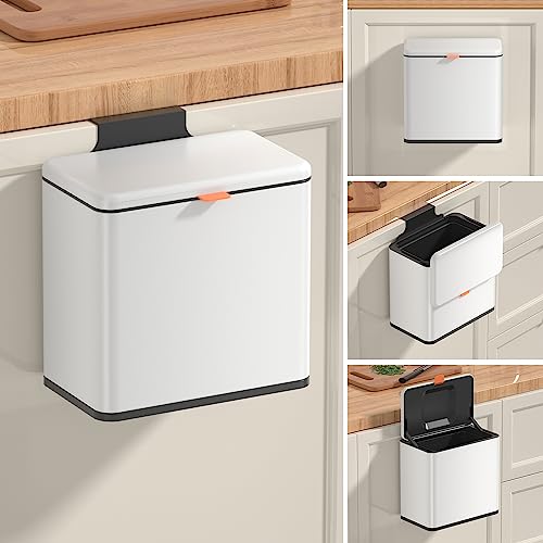 Mbillion 1.05 Gal White Hanging Stainless Steel Compost Bin - color: White, size: 1.05 Gal