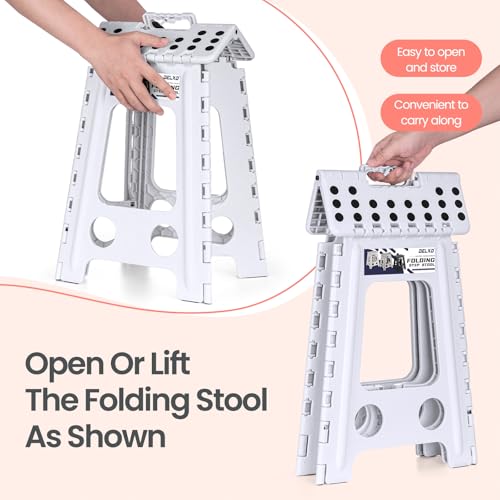 Delxo 17.5 Inch Folding Step Stool,Foldable Step Stool for Adults White - color: White, size: 17.5 Inch