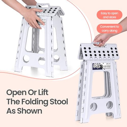 Delxo 17.5 Inch Folding Step Stool,Foldable Step Stool for Adults White - color: White, size: 17.5 Inch