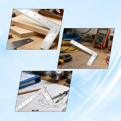 4 * 6 inch L Shaped Ruler Mini Measuring Tool, Ruler with Stainless Steel High Precision Edge for Woodworking, Tiling, and Engineering Drawing (2 * 4 inch) - size: 2*4 inch