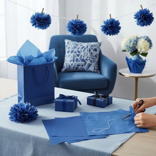 500 Sheets Navy Blue Tissue Paper Bulk 15 x 20 Inch for Rosh Hashanah Gifts - color: Navy Blue, size: 15 x 20 Inch