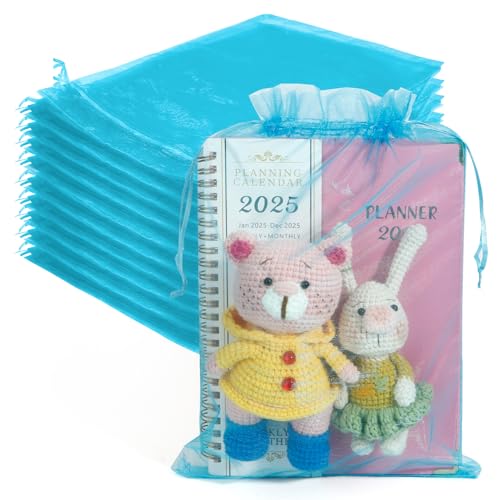 Organza Bags,100 PCS Lake Blue Sheer Mesh Bags Drawstring 8x12 Inch, Large Wedding Gift Party Favor Bag, Mesh Gift Candy Goodie Jewelry Fruit Protection Bag for Bathroom Soaps Christmas Birthday - color: lake blue-100pcs