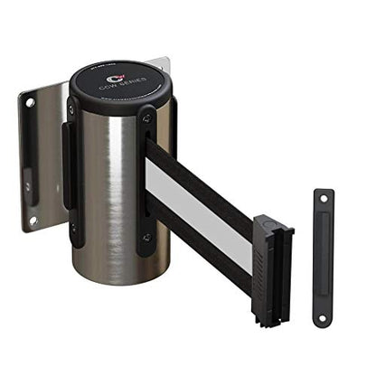 Crowd Control Warehouse WMB-125 Fixed Wall Mount Retractable Belt Barrier - color: Black/White Stripe, size: Solid Color