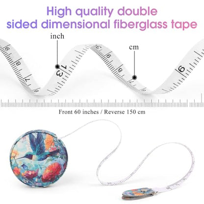Retractable Mini Leather Tape Measure, Auto Retract Hummingbird - color: Hummingbird