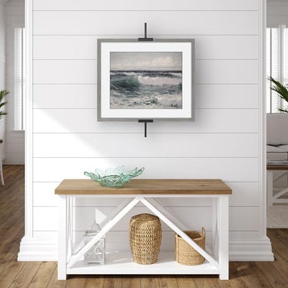 Americanflat 24" Picture Frame Stand - Wall Mounted Frame Stand - Artwork and Photo Easel with Adaptive Clamps for Different Frame Profiles - Ideal for 18x24 Frame - Black - size: 24 inch