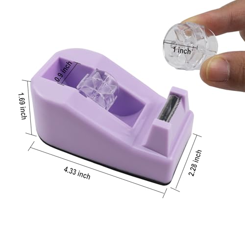 Desktop Tape Dispenser,1 Pack Purple Tape Dispensers with 12Rolls Transparent Tape, for Packaging in Office,Restaurant, Flower Shop,Cake Shop (Purple) - color: Purple