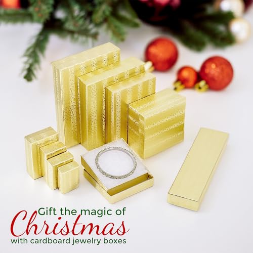 TheDisplayGuys 25 Cardboard Jewelry Gift Boxes with Inserts - Gold Foil - size: 25 Pack
