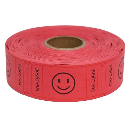 LLIKED 500 Raffle Tickets 1x2inch Smile Red Single Roll for Events - color: Red, size: 1"x2"