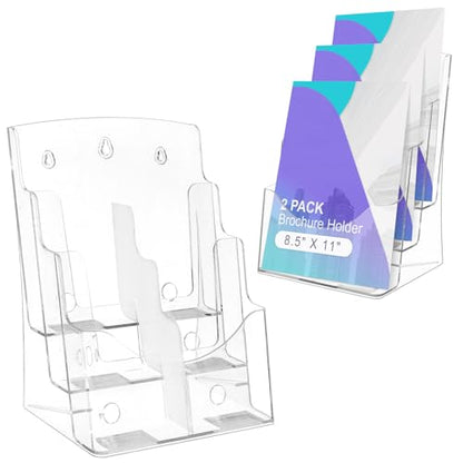 2 Pack 3 Tier Brochure Holder 8.5” x 11”