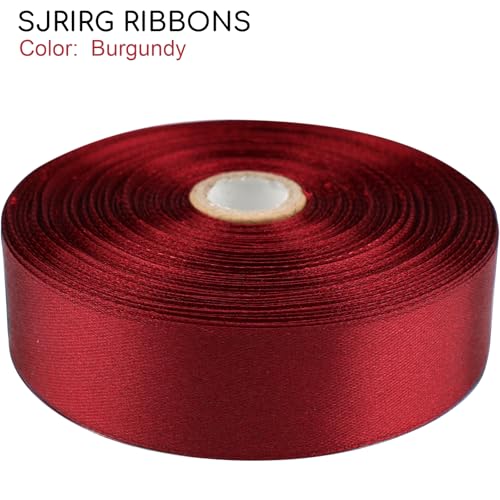 1 Inch Burgundy Satin Ribbon 50 Yards Single Face Polyester - color: Burgundy, size: 1 inch