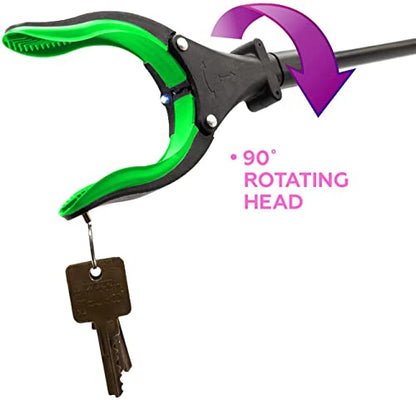 Grabber Tool 19" Aluminum Magnetic Claw with LED Light, Lightweight Foldable Reacher Grabber Pickup Tool, Gripper Grabbers for Elderly Grab Reaching Tool Trash Picker Grabber, Green, By Luxet 2-Pack