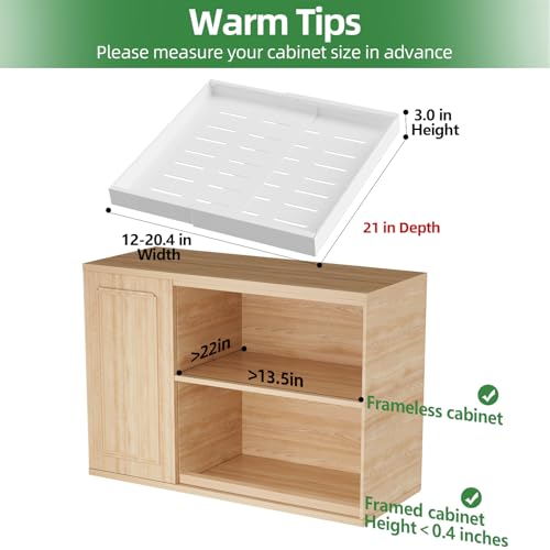 PAKETA 2 Pack Expandable Pull Out Cabinet Organizer,21" Deep - color: White, size: 21"D X 12-20"W (2 Pack)