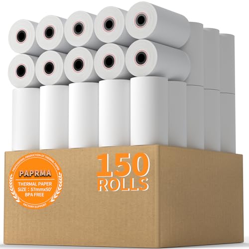 2 1/4'' x 50' Thermal Paper 150 Rolls, 2.25x50ft Receipt Paper - size: 2 1/4" x 50ft, style: 150 Rolls