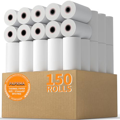2 1/4'' x 50' Thermal Paper 150 Rolls, 2.25x50ft Receipt Paper - size: 2 1/4" x 50ft, style: 150 Rolls
