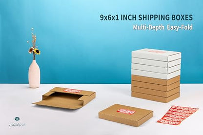 9x6x1 Inch Shipping Boxes for DVDs, CDs, Books Mailing, 50 Pack - color: Brown