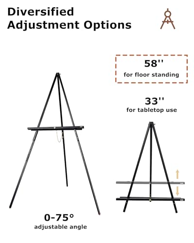 DJAR 3 Pcs 63" Adjustable Wooden Display Easel Stand for Sign - color: Black, size: 3pcs