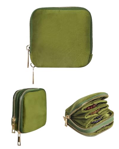 Stratalife Small Travel Jewelry Case, Velvet Storgae Pouch - color: Green-02