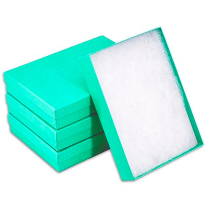 TheDisplayGuys 25 Cardboard Gift Jewelry Boxes w/Paddings #53-5.4x3.9x1 - color: Teal Green