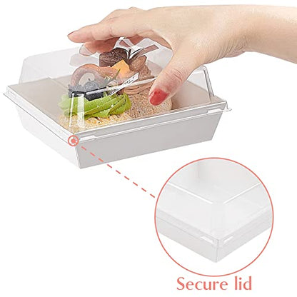 Ocmoiy Charcuterie Boxes with Clear Lids, 5 Inches, 50 Pack, White - color: White