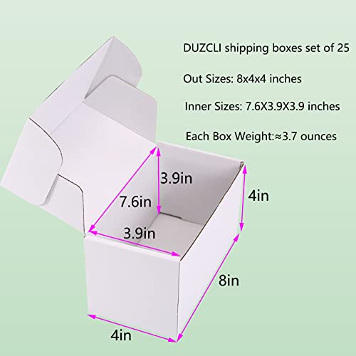 8x4x4 White Shipping Boxes for Small Business, Packing, 25 Pack - color: White, size: 8x4x4 inch