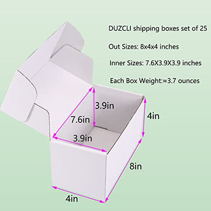 8x4x4 White Shipping Boxes for Small Business, Packing, 25 Pack - color: White, size: 8x4x4 inch