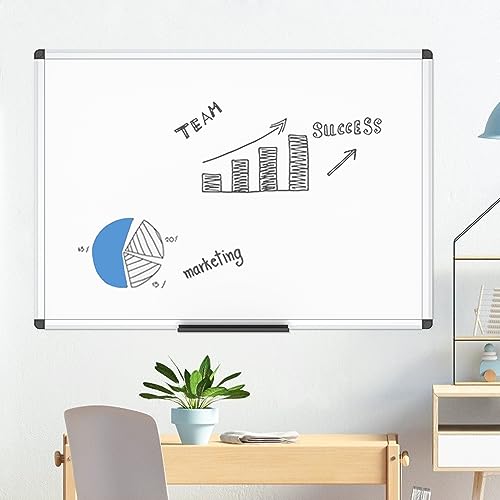 VIZ-PRO Dry Erase Board/Wall Mounted Whiteboard, 48 x 36 Inches - size: 48"W x 36"H