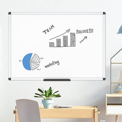 VIZ-PRO Dry Erase Board/Wall Mounted Whiteboard, 48 x 36 Inches - size: 48"W x 36"H
