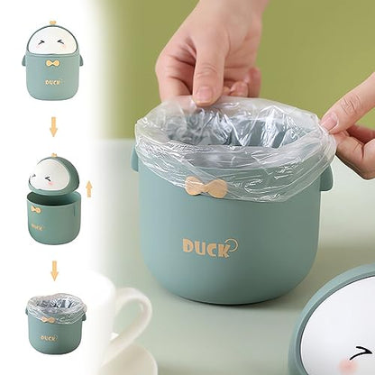 Cute Desktop Trash Can Wastebasket with 90 Trash Bags, Creative Mini Countertop Garbage Can with Lid, Small Plastic Storage Bin for Home Kitchen Dressing Office Kids Bedroom(Pink) - color: Pink