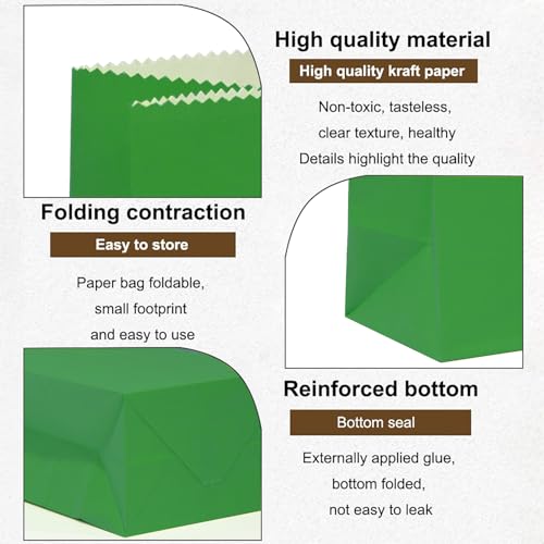 KEYYOOMY Small Dark Green Paper Bags Goodie Bags (50 CT, 4.7x2.4x8.7 in) - color: Dark Green, size: 4.7x2.4x8.7 in - Small