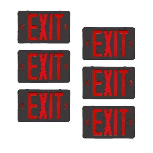 6 Pack LED Emergency Exit Sign, Universal Mount OSHA Compliant - color: Black Red, size: 6 Pack