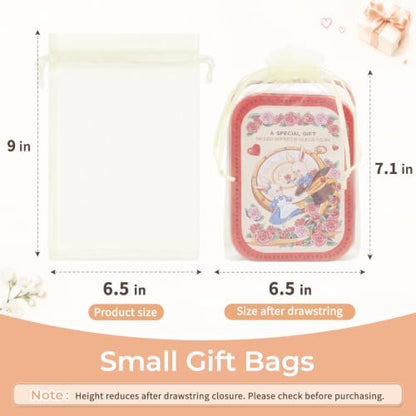 Crweety 50PCS Organza Bags 6x9 Ivory Small Gift Bags Mesh Drawstring - color: Ivory