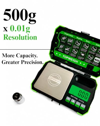 Gram Scale with Zipper Case, 500g x 0.01g,Dual Powered Small Scale - color: Fluorescent Green