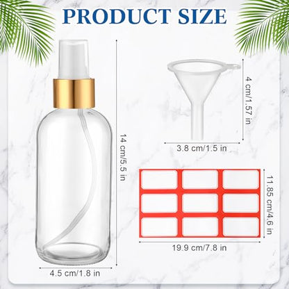Fumete 2 Pack Glass Spray Bottles 4oz,Clear, Golden Top,Mist Bottle - color: Clear, Golden Top, style: Mist Bottle