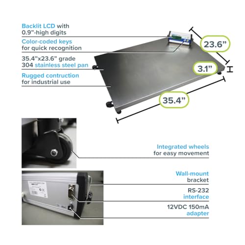 Adam Equipment CPWplus 200L - CPWplus Bench and Floor Scales - Capacity: 440lb / 200kg, Readability: 0.1lb / 0.05kg - size: 200L Large Platform Floor Scale, 200kg Capacity and 50g Readability