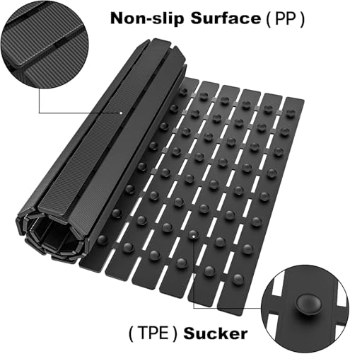 BEMISO Shower Mat Non Slip Bathtub Mat 27.5 x 15.7 Inch Bath Mat for Tub - color: Black, size: 27.5 x 15.7 inches