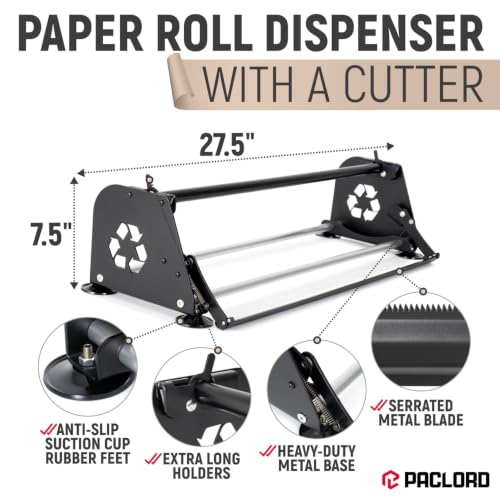 24" Paper Dispenser with Cutter + 50 lb Natural Brown Kraft Paper Roll - color: 1 Roll + Dispenser, size: 24" x 720' 50 Lb