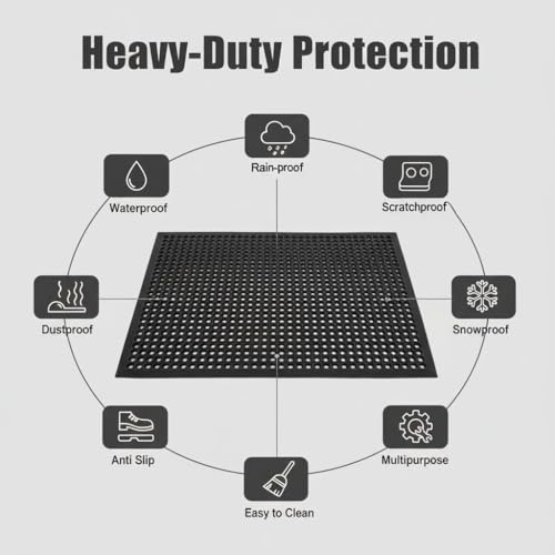 Lovinland Ourdoor Rubber Floor Mat for Outside Entrance 60"x35"