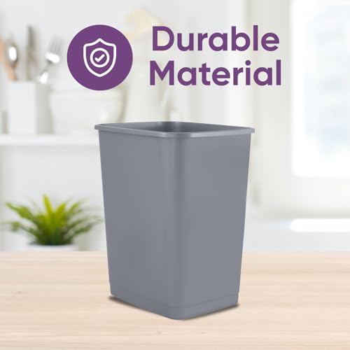 Superio Small 2.5 Gallon Plastic Trash Can, Waste Bin for Under Desk, Office, Bedroom, Bathroom- 10 Qt (6, Grey) - color: 6, Grey, size: 2.5 Gallon