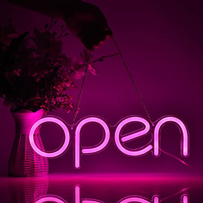 LED Open Sign,16x6 inch Open Signs for Business with Open Close Sign(Pink) - color: Pink