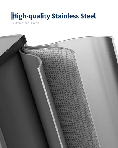 GarveeHome 2 x 10.6 gal Stainless Steel Double Trash Can with Lid for Kitchen, Large Dual Trash and Recycle Bin Combo, Step-on Kitchen Metal Garbage Cans, PP Inner Buckets, Liner Rim, Silver - color: Silver, size: 2 x 10.6 gallon