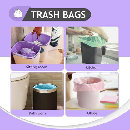 Teivio Small Colorful Clear Trash Bags 3 Gallon 160 Count Garbage Bags