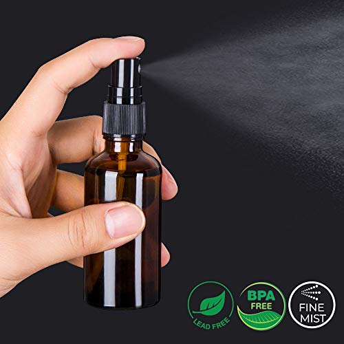 2oz Amber Glass Spray Bottles for Essential Oils, Set of 6 - color: Amber-6 Pack