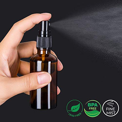 2oz Amber Glass Spray Bottles for Essential Oils, Set of 6 - color: Amber-6 Pack