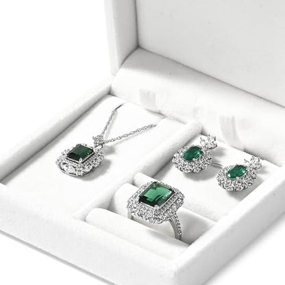 Velvet Jewelry Set Box, White Velvet Necklace Earring Ring Organizer - color: Beige