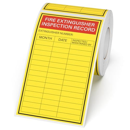 200 PCS Fire Extinguisher Inspection Record Label Monthly 5" x 3"